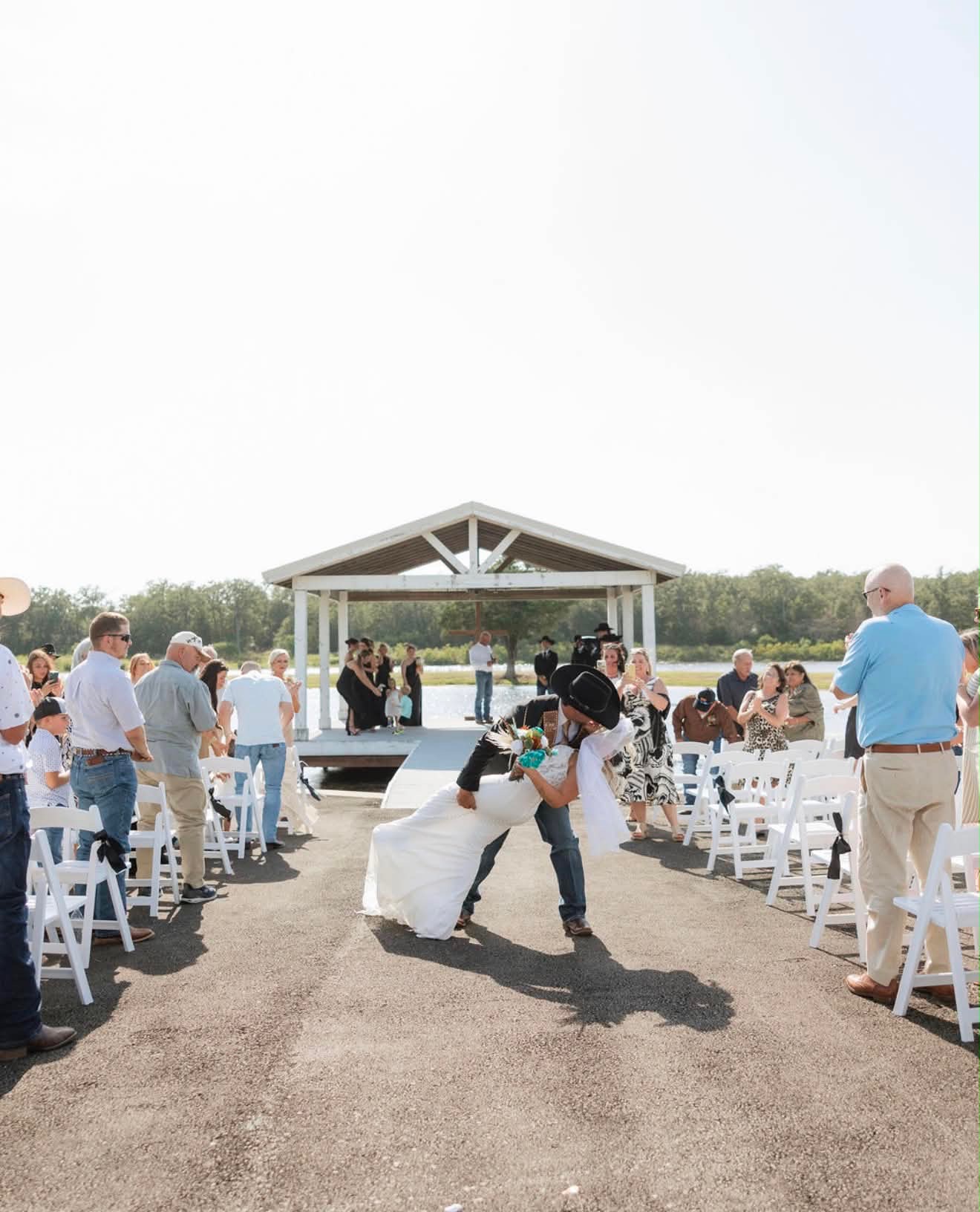 Ceremony chairs arranged outdoors for a wedding at Reverie at Diamond D